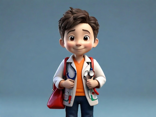 Pose de comunicación de personaje médico en 3D adecuada para contenido médico