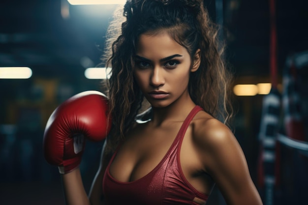 pose de boxe de atleta de mulher quente bonito esporte