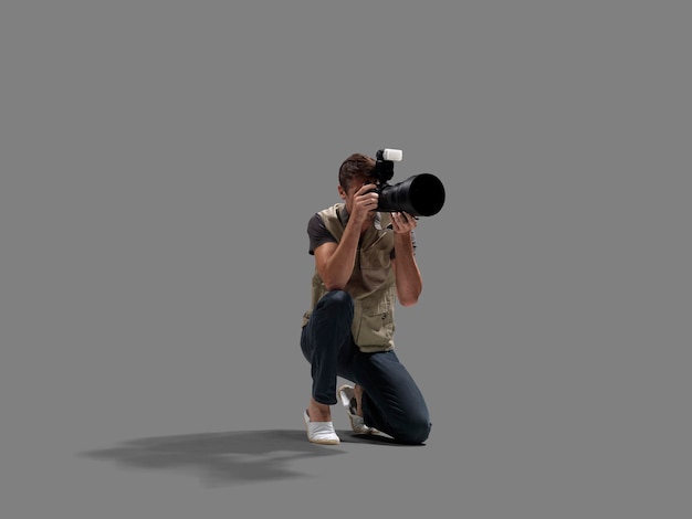 Pose de fotógrafo profissional com câmera