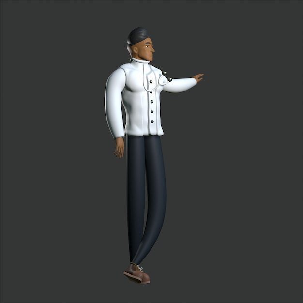 Foto pose de personagem 3d de médico para design de pose de personagem médica 3d render