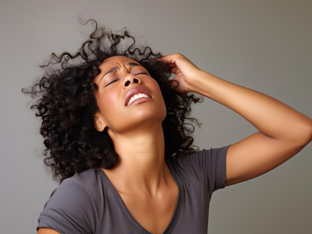 Pose dinâmica emocional da mulher africana de 40 anos