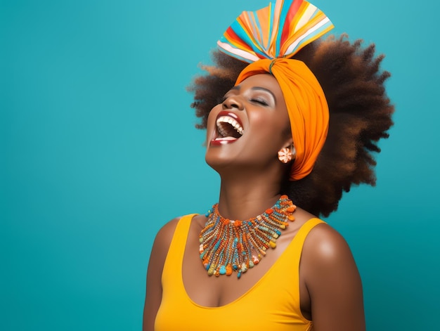 Pose dinâmica emocional da mulher africana de 40 anos