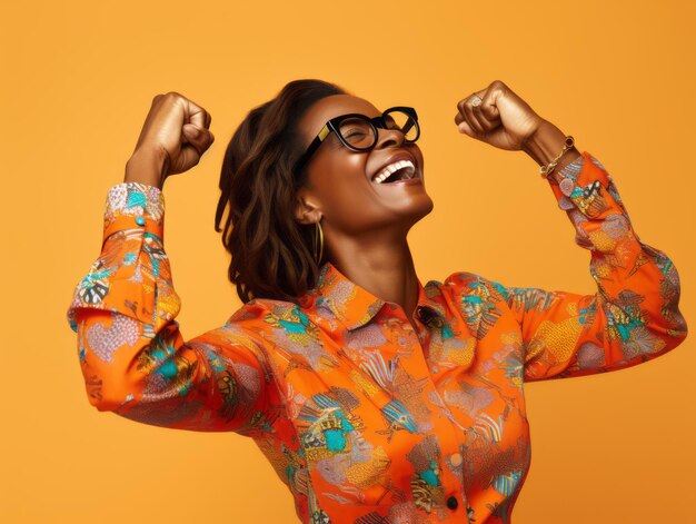 Pose dinâmica emocional da mulher africana de 40 anos