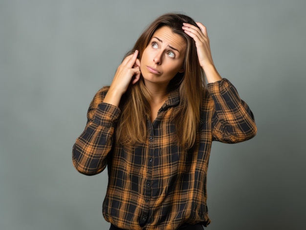 pose dinámica emocional mujer de 30 años