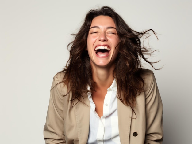 pose dinámica emocional mujer de 30 años