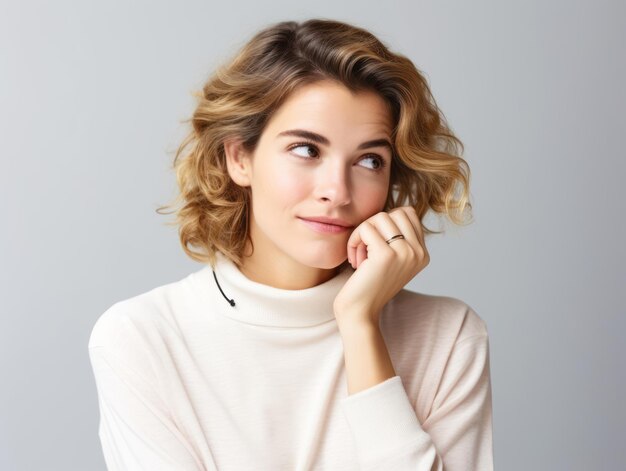 pose dinámica emocional mujer de 30 años