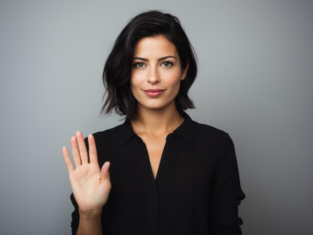 pose dinámica emocional mujer de 30 años