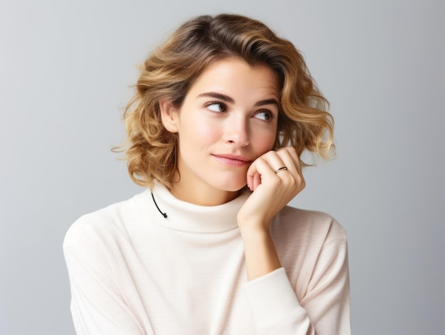 pose dinâmica emocional mulher de 30 anos