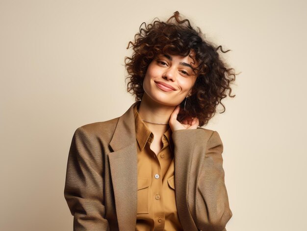 pose dinâmica emocional mulher de 30 anos