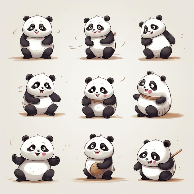 Pose de oso panda de dibujos animados de ensueño en estilo tradicional de pintura al óleo