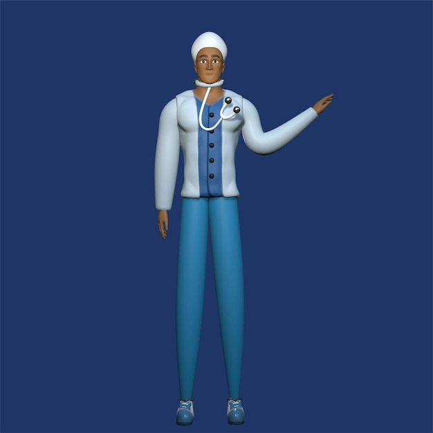 pose de personaje médico 3d para diseño de pose de personaje médico 3d render