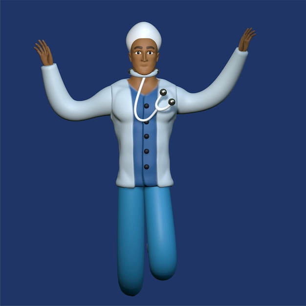 pose de personaje médico 3d para diseño de pose de personaje médico 3d render