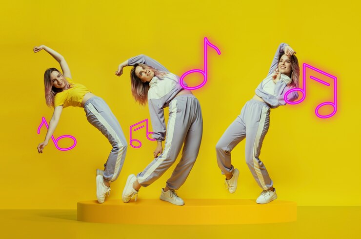 Foto poses de un diseño de collage de personas bailando