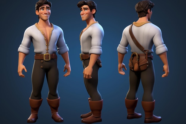 Posição de renderização 3d set corpo inteiro o homem pele escura em roupa casual inclui alfa mate