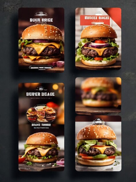 Foto post de mídia social de alimentos ou projeto de modelo de banner da web banner de promoção de alimentos ilustração vetorial de post de mídia social do burger