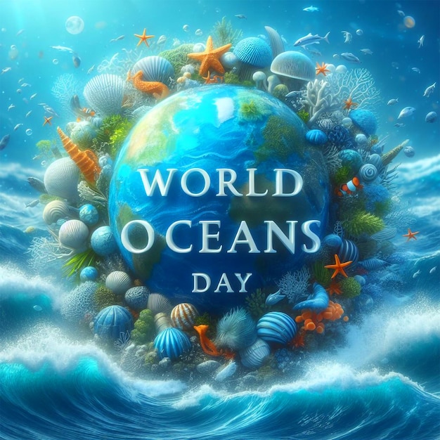 Foto post de mídia social do dia mundial dos oceanos celebre o dia mundial dos océanos