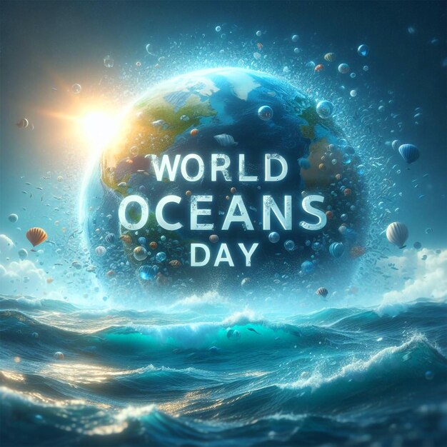 Post de mídia social do Dia Mundial dos Oceanos Celebre o Dia Mundial dos Océanos