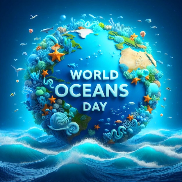 Post de mídia social do Dia Mundial dos Oceanos Celebre o Dia Mundial dos Océanos