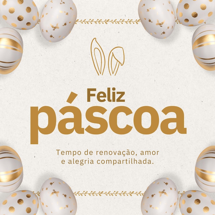 Foto post instagram feliz pascoa delicado branco e dourado 1