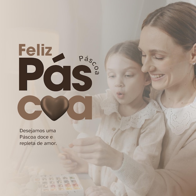 Post no Instagram Feliz Pascoa Moderno Marrom e Bege 1