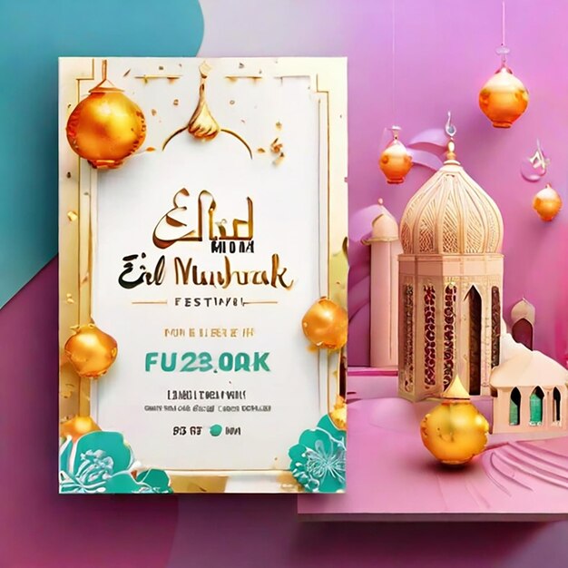 Foto postagem nas redes sociais do festival islâmico psd eid mubarak