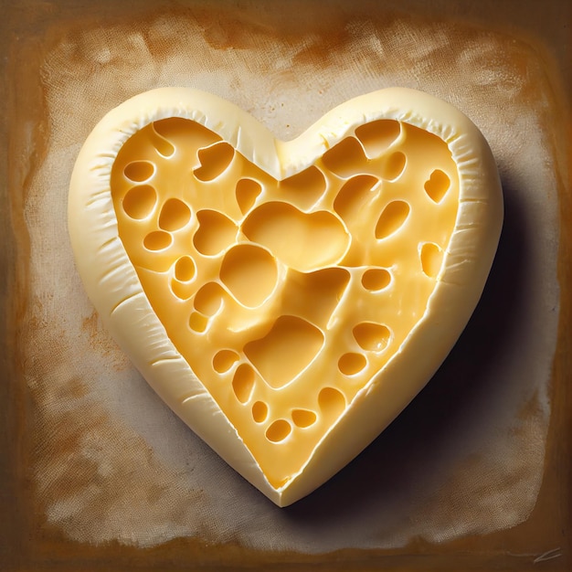 Postal de corazón de queso para el día del queso Generativo Ai