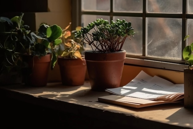 Postal de papel vacía sobre una ventana acogedora