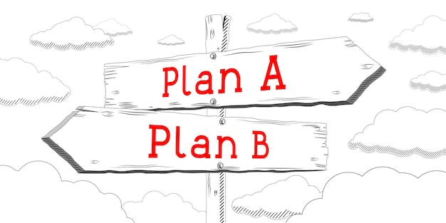 Poste indicador del esquema del plan A o B con dos flechas