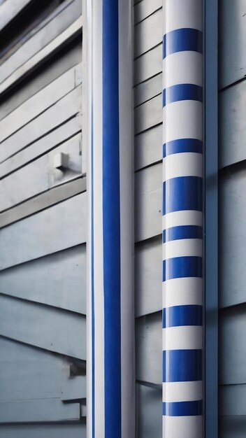 Un poste a rayas azules y blancas se muestra en una foto