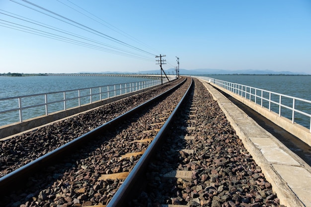 El poste de la señal de tráfico está en la posición permitida del sistema de señalización ferroviaria.