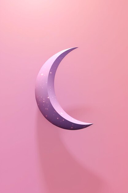 un póster 3D con una luna creciente minimalista y una sola estrella