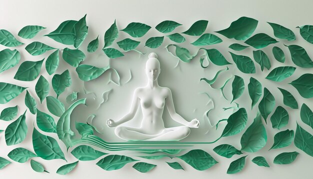 Poster 3D mínimo de uma mulher em postura meditativa