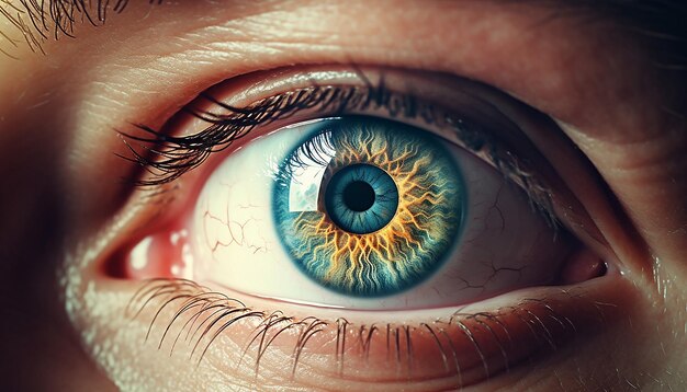 Foto un póster 3d con un par de ojos compasivos realistas