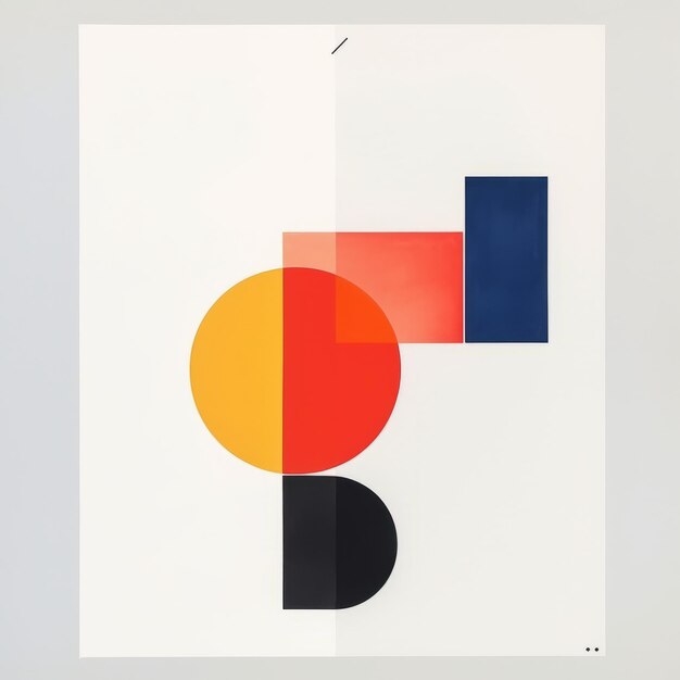 Poster abstrato minimalista com blocos de cores vibrantes e equilíbrio geométrico