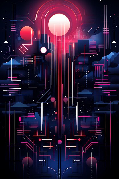 Poster de Afrofuturismo Paisaje urbano futurista con elementos afrocéntricos Arte de diseño T-shirt en 2D