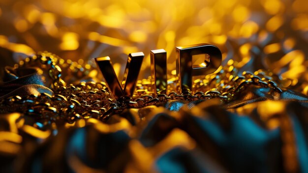 Foto el póster de arte conceptual dorado de vip