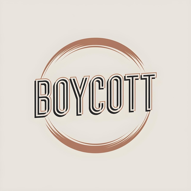 Foto poster de banner de boicot marrón para detener los problemas sociales diseño de ilustración vectorial de boicot 3d para impresión