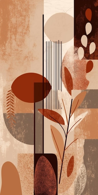 Póster Boho Abstracto Tonos Neutros