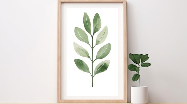 Foto poster botânico de estilo escandinavo minimalista com estampa de folhas florais