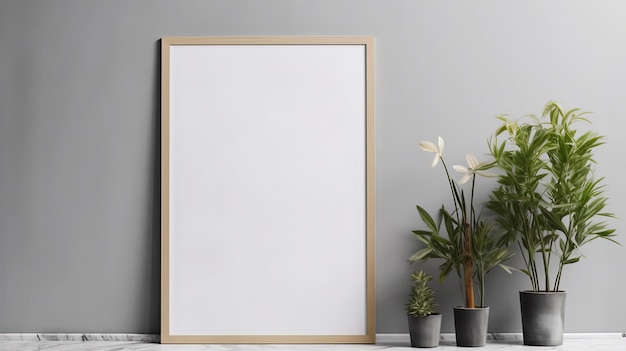 Pôster branco realista generativo AI simulado em branco no modelo de arte de fundo minimalista x9