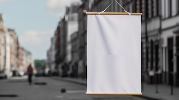 Foto pôster branco realista generativo ai simulado em branco no modelo de arte de fundo minimalista x9