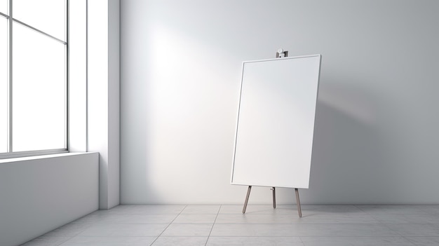 Pôster branco realista generativo ai simulado em branco no modelo de arte de fundo minimalista x9