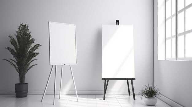 Pôster branco realista generativo AI simulado em branco no modelo de arte de fundo minimalista x9