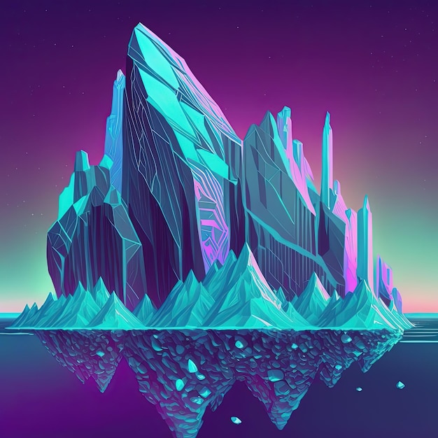 Pôster com neon iceberg Generative AI Não baseado em nenhuma cena real