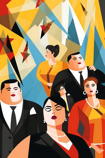 Póster creativo de arte digital abstracto de PlusSize Managers que presenta una empresa elegante y empoderada