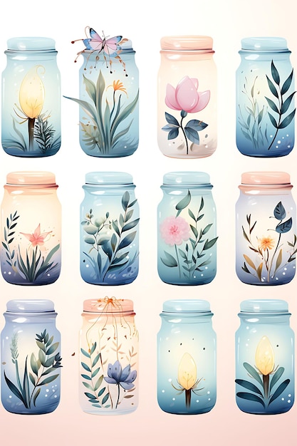 Poster da coleção de velas de luz de chá em suportes de vidro velas pastel macias de Natal 2D Flat Designs