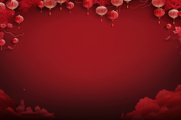 Poster de Ano Novo Chinês com espaço de cópia de Lanterna