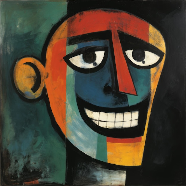 Poster de arte abstrata colorido de rosto sorridente de George Rouault