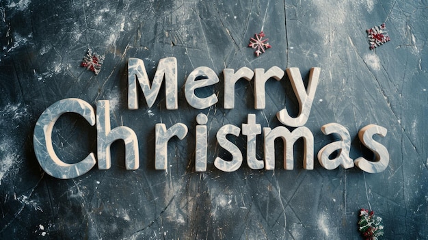 Poster de arte horizontal criativo do conceito Grey Marble Merry Christmas