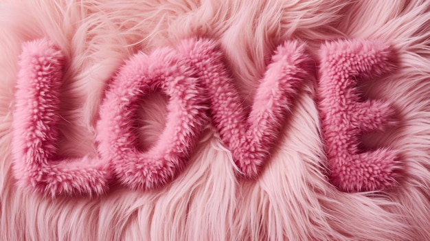 Poster de arte horizontal criativo do conceito Pink Fur Love